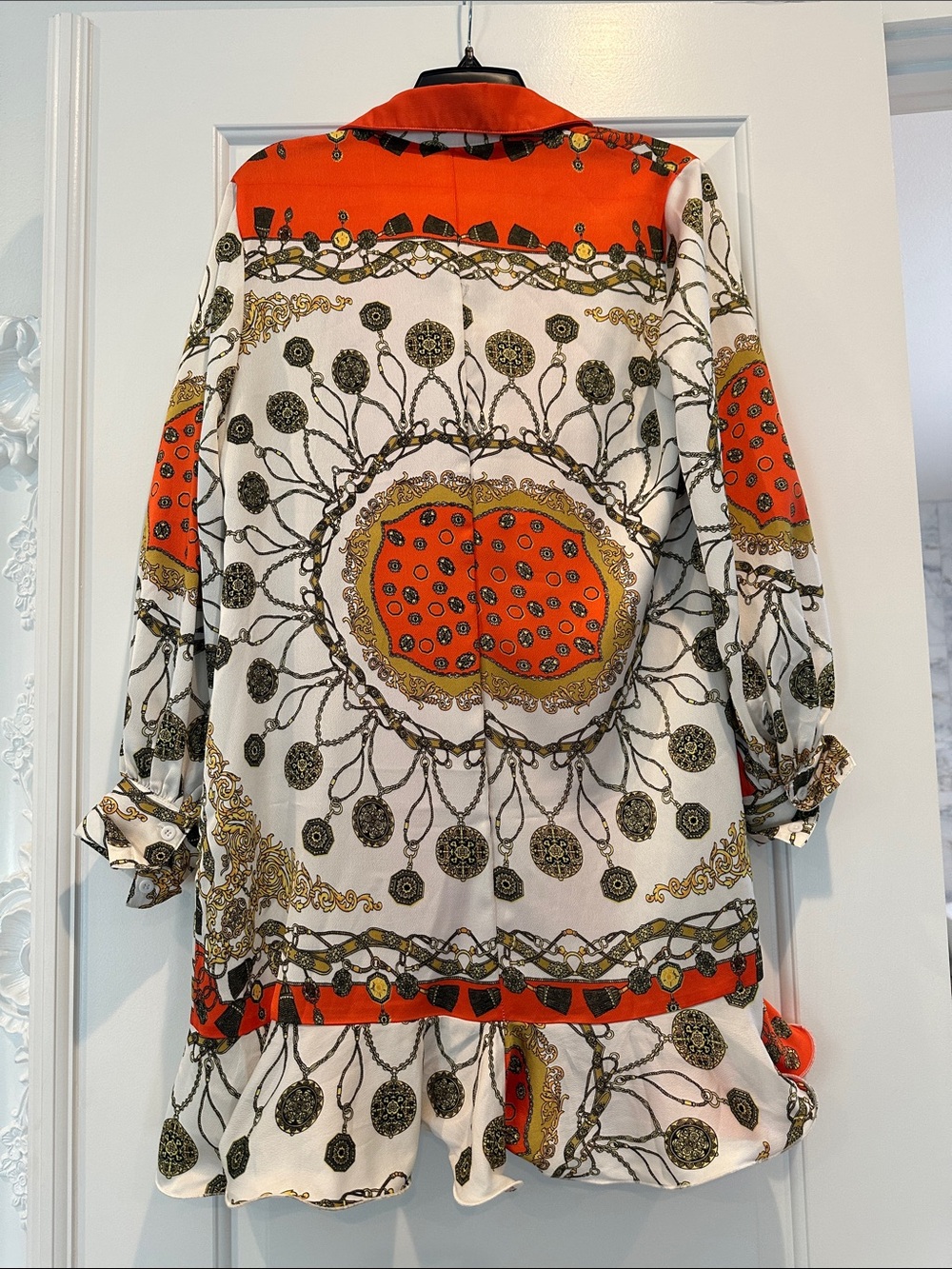 PrettyLittleThing Orange Chain-Trim Button Dress - Picture 4 of 6